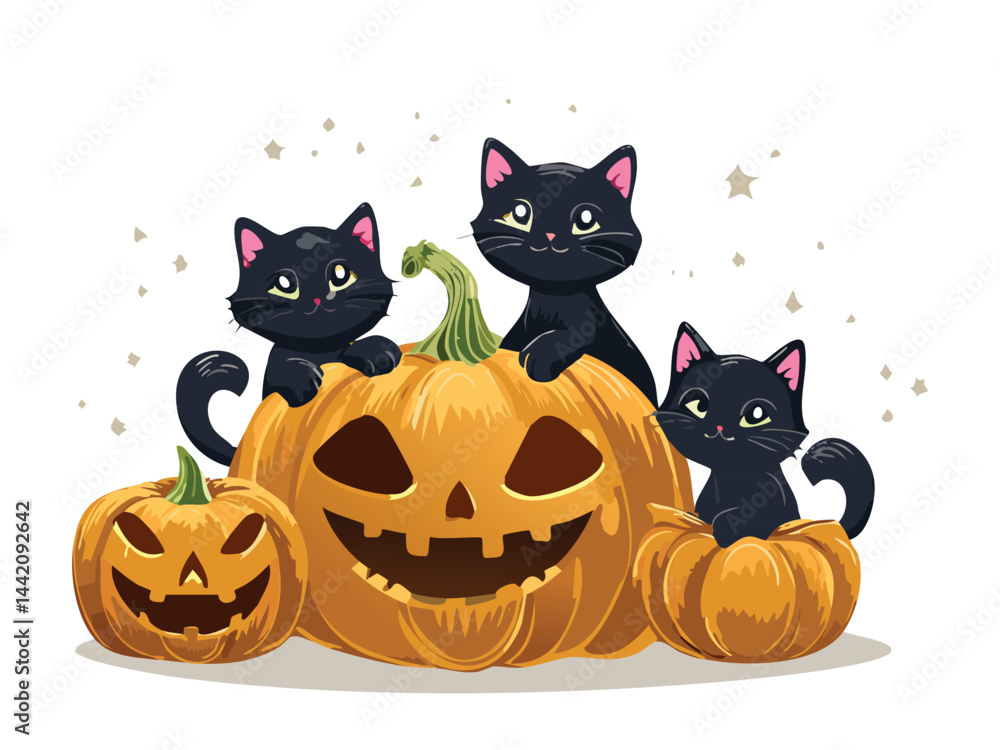 Fototapeta premium Kids Halloween Cat Drawing