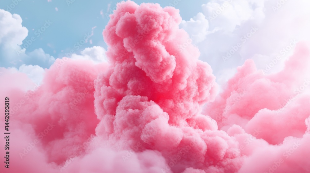Pink fluffy clouds in blue sky Pink fluffy clouds in blue sky