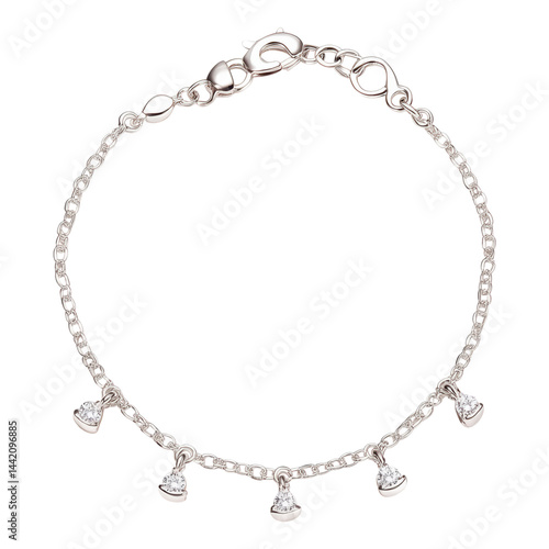 Wallpaper Mural Elegant Silver Bracelet with Heart Charms and Sparkling Details Isolated on transparent background Torontodigital.ca