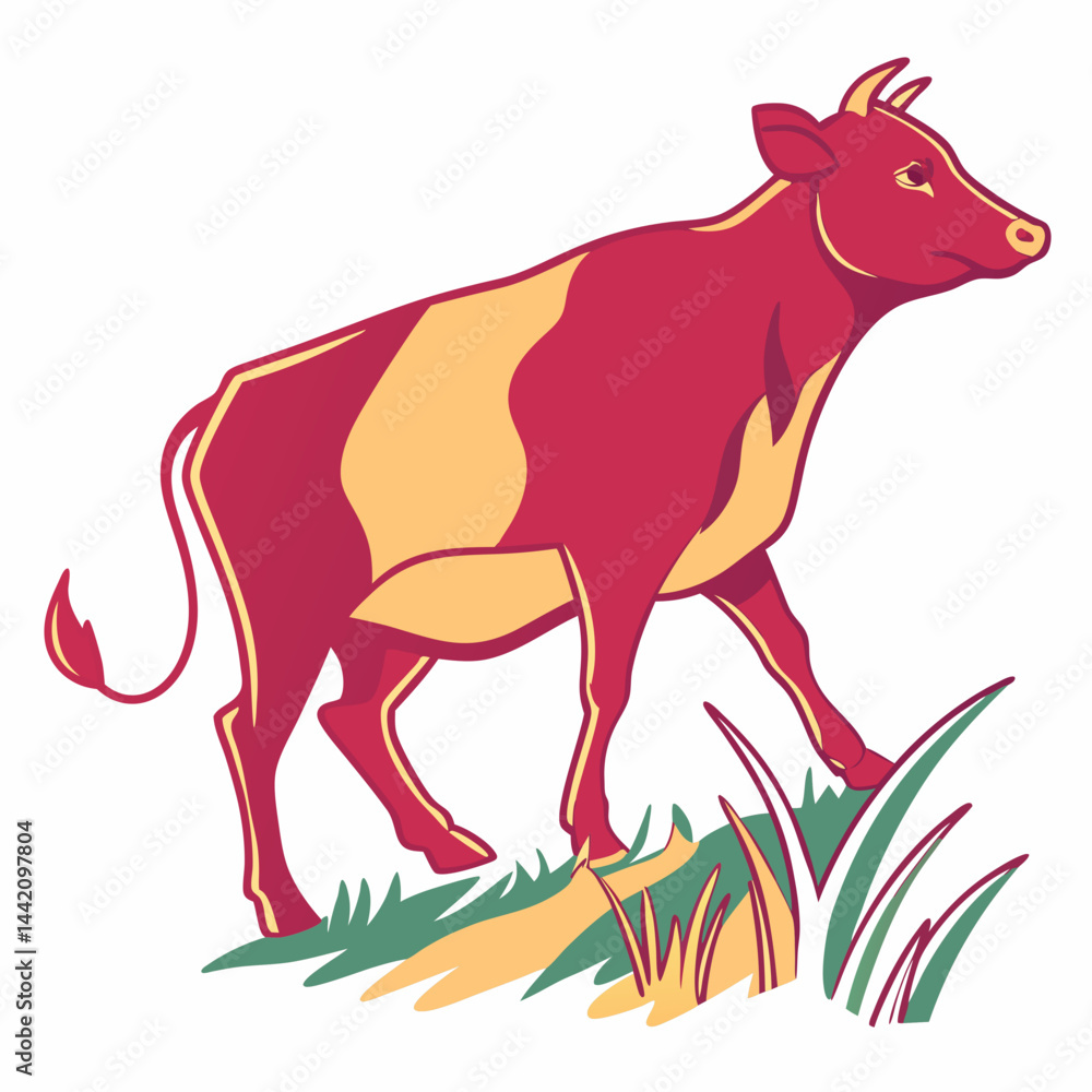Fototapeta premium Australian Cow vector silhouette illustration isolated on white background