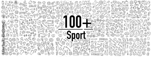 sport icon set with doodle line style vector