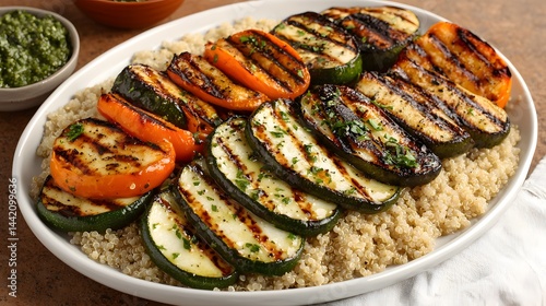 Grilled Zucchini and Bell Peppers with Quinoa Healthy Vegan Summer Meal