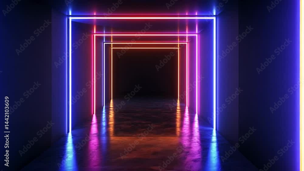 Abstract Glowing Neon Tunnel Perspective: Dynamic Futuristic Background Visuals Abstract Glowing Neon Tunnel Perspective: Dynamic Futuristic Background Visuals
