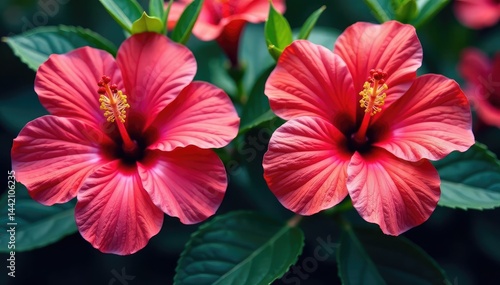 Wallpaper Mural Bold, graphic hibiscus flowers in vibrant hues , bright, hibiscus pattern, graphic Torontodigital.ca