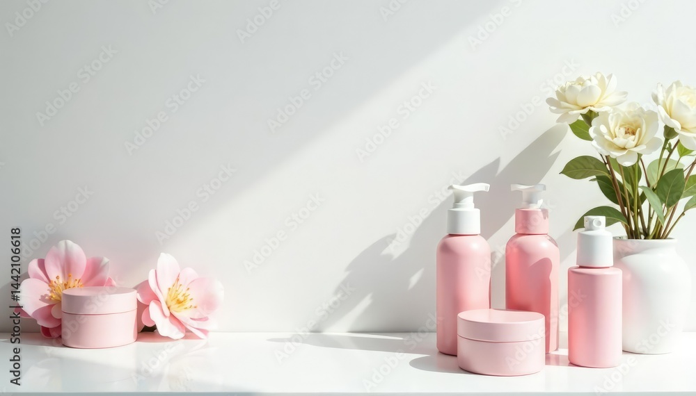Clean, minimalist white backdrop for cosmetic display, bright, blog, packaging Clean, minimalist white backdrop for cosmetic display, bright, blog, packaging