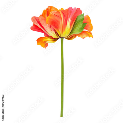 Vibrant Single Flower with Unique Petals Against White  Isolated on transparent background