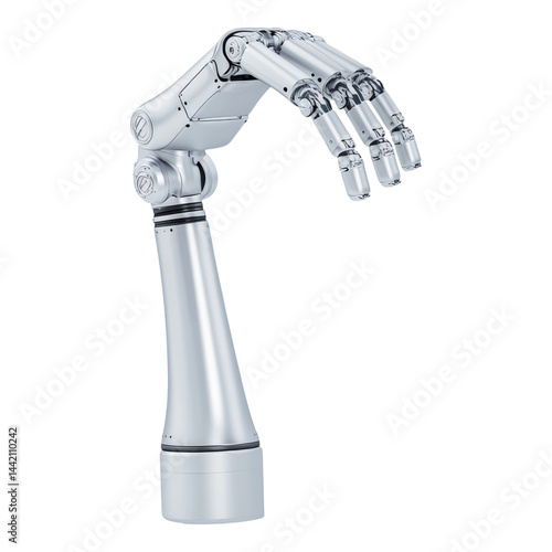 Futuristic Robotic Hand with Articulated Fingers and Sleek Design Isolated on transparent background