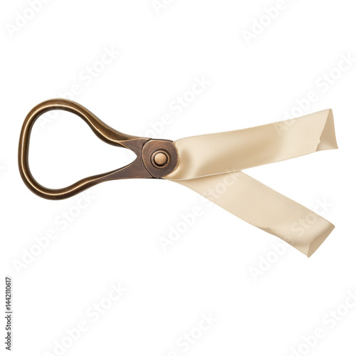 Vintage Scissors with Satin Ribbon on Isolated  Isolated on transparent background