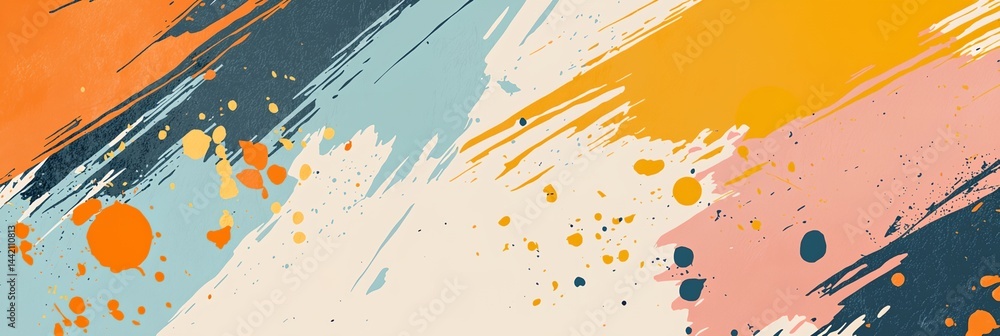 a colorful background with paint splatters and drops