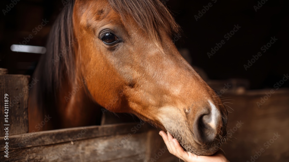 Obraz premium Gentle Connection: A Horse's Trusting Gaze