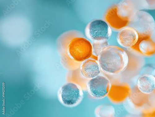 Abstract bubbles, orange and white