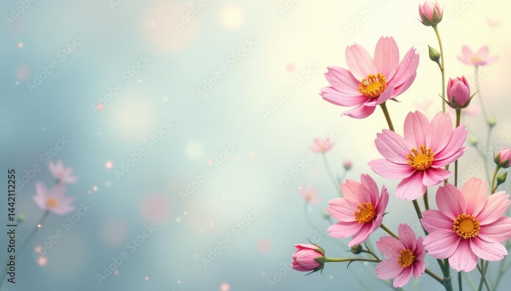 Fototapeta premium Subtle floral motif, pastel tones, calming effect, repeating, insta, pastel background