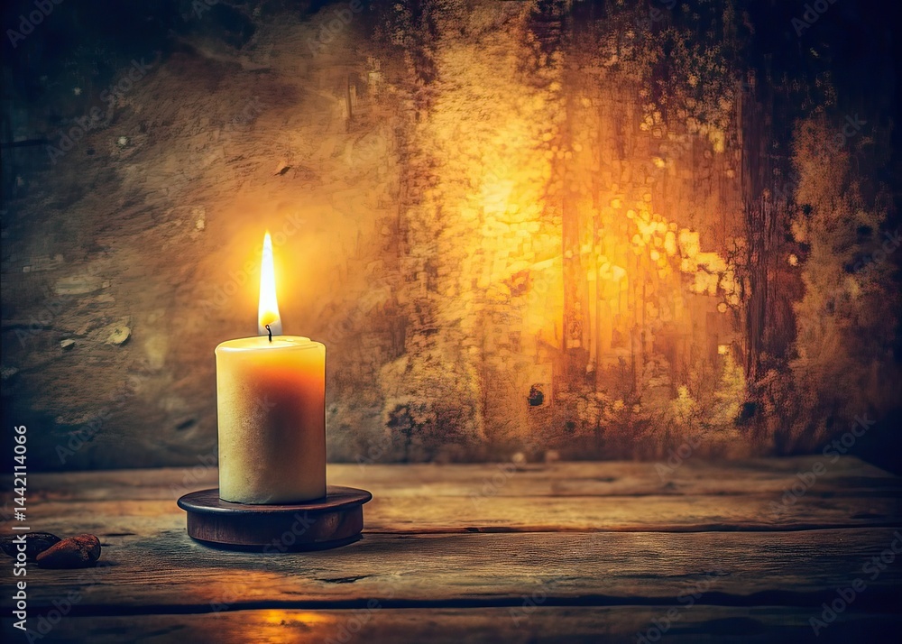 Burning Candle in Dark Vintage Photography AI Art