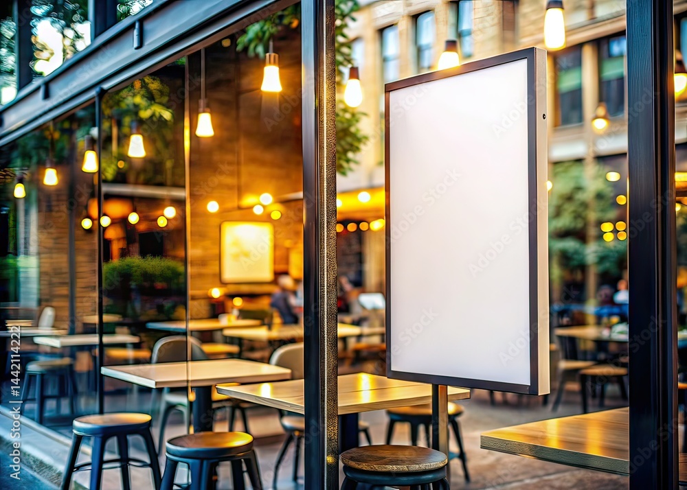 Fototapeta premium Cafe Window Poster Mockup - Architectural Photography