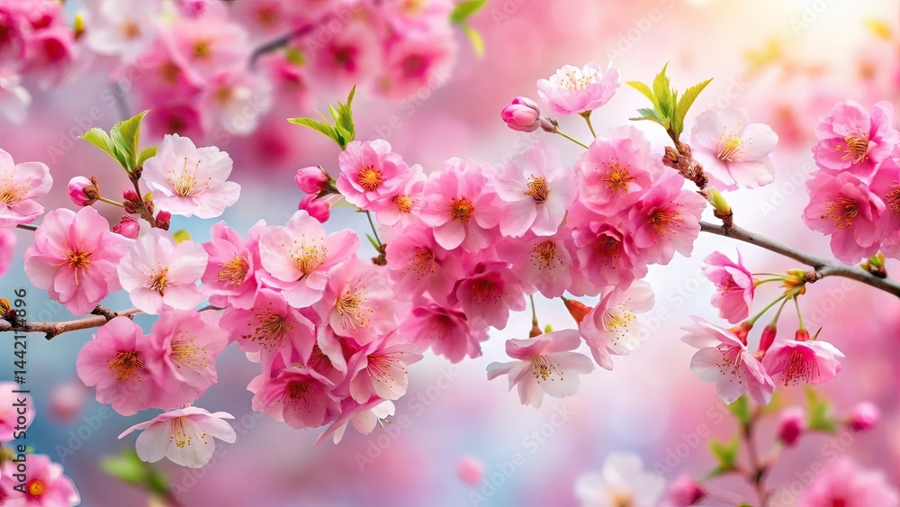 Naklejka premium Cherry Blossom Watercolor Serenity - AI Photo