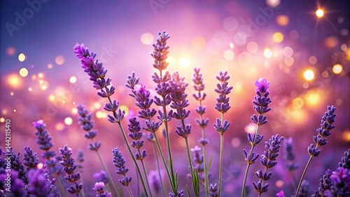 Close-up Lavender Flowers Pink Background Night Photography
