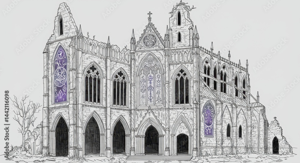 Fototapeta premium Ruined Cathedral Transformed into a Mage Tower