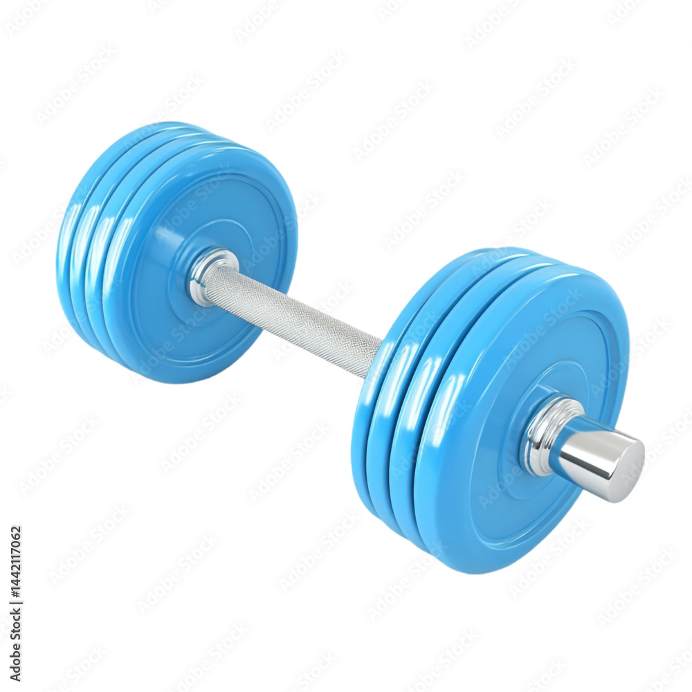 A light blue dumbbell isolated on white background perfect for fitness or workout themed designs A light blue dumbbell isolated on white background perfect for fitness or workout themed designs