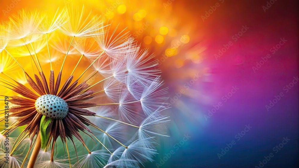 Dandelion Seeds Macro Close-up - Bright Background
