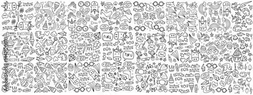 funny kids unicorn set bundle vector design