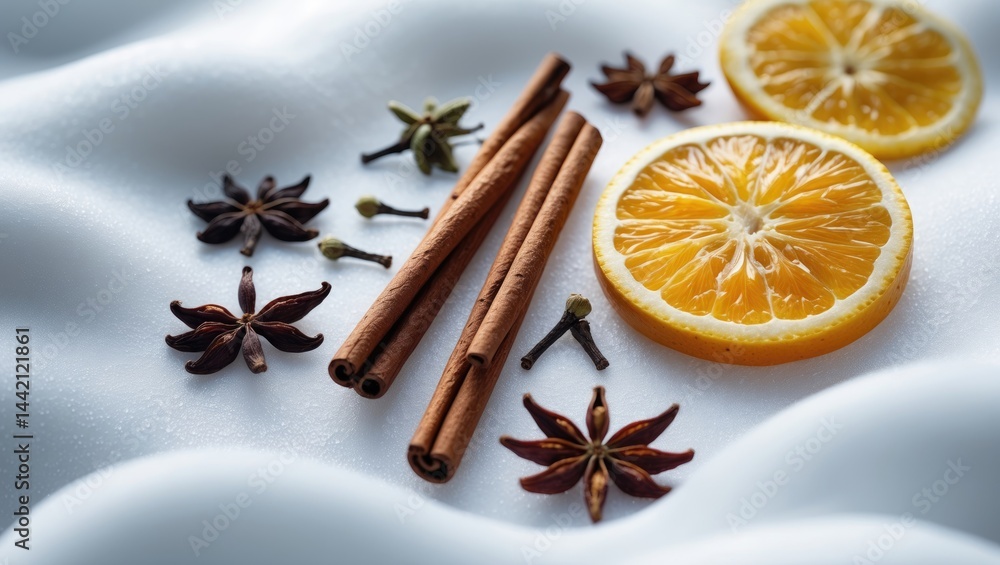 Background featuring a clear focus on mulled wine ingredients. Background featuring a clear focus on mulled wine ingredients.