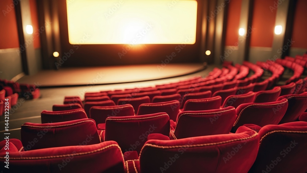 Fototapeta premium Inside a cinema showcasing screen and seating arrangements