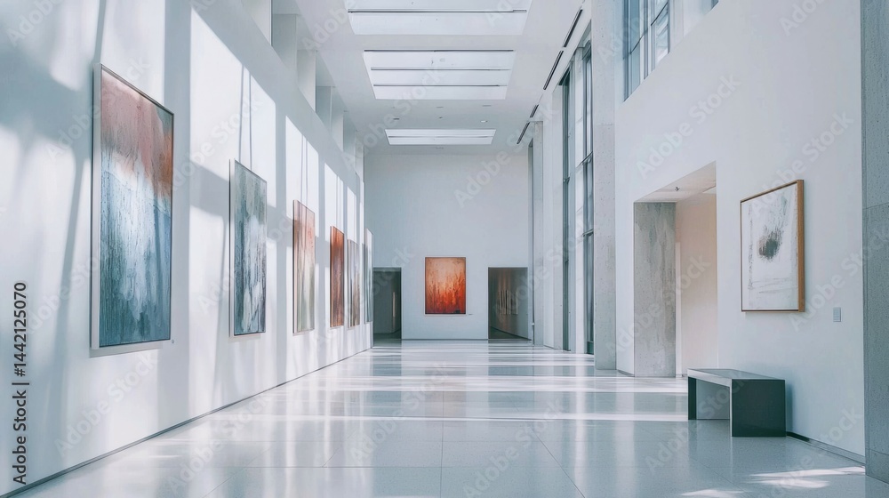 Modern Art Gallery with Bright Natural Light and Minimalist Design Modern Art Gallery with Bright Natural Light and Minimalist Design