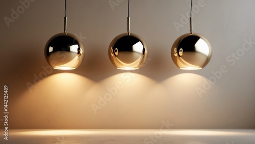 Obraz na płótnie trendy gold lamp providing soft lighting on a textured beige background w salonie
