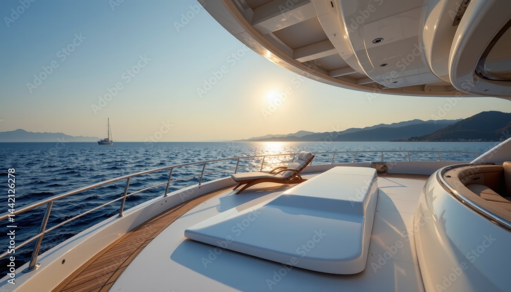 Fototapeta premium Luxury Yacht Deck at Sunset