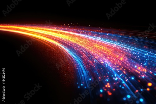 Abstract digital art design with vibrant light trails.
