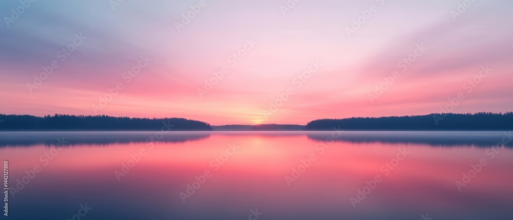 Fototapeta premium Still waters reflect sunset sky