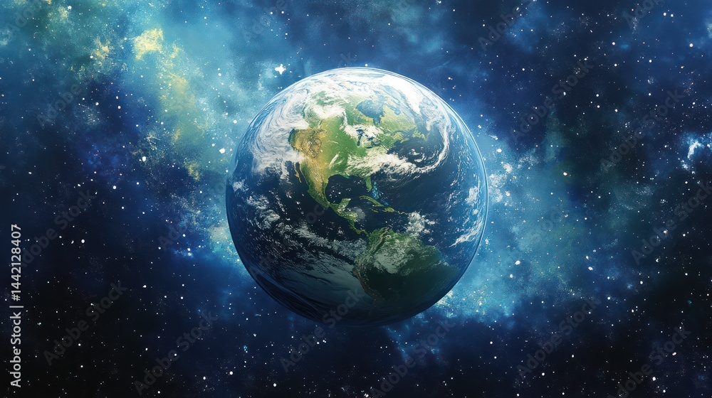 Fototapeta premium A vibrant celestial view of Earth in space.