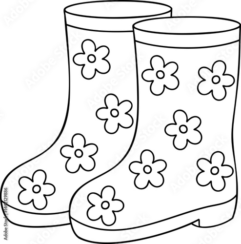 Colorful rain boots with floral patterns, perfect for spring adventures