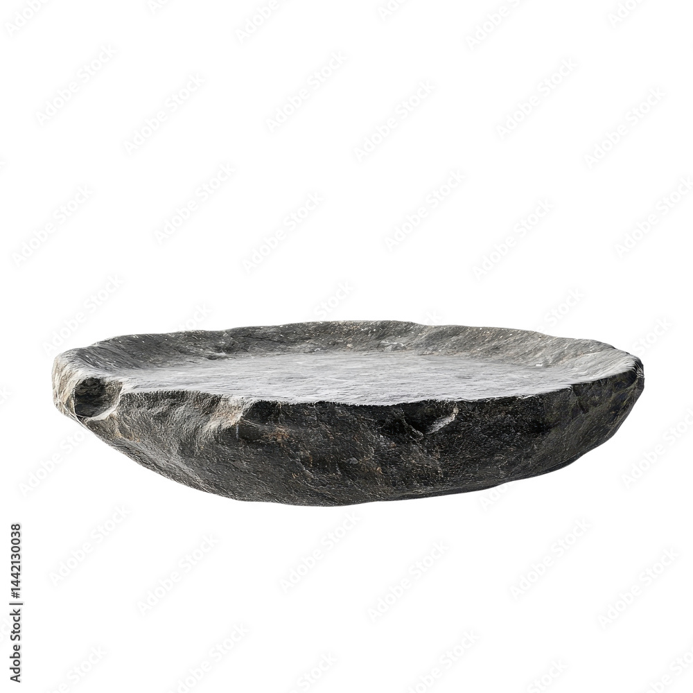Floating stone plate in the air, unique and creative, isolated on white background. cutout png