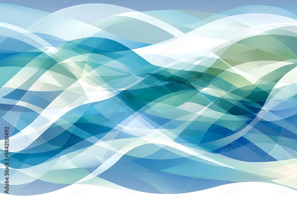 Fototapeta premium Abstract Waves in Shades of Blue and Green Overlapping in Motion