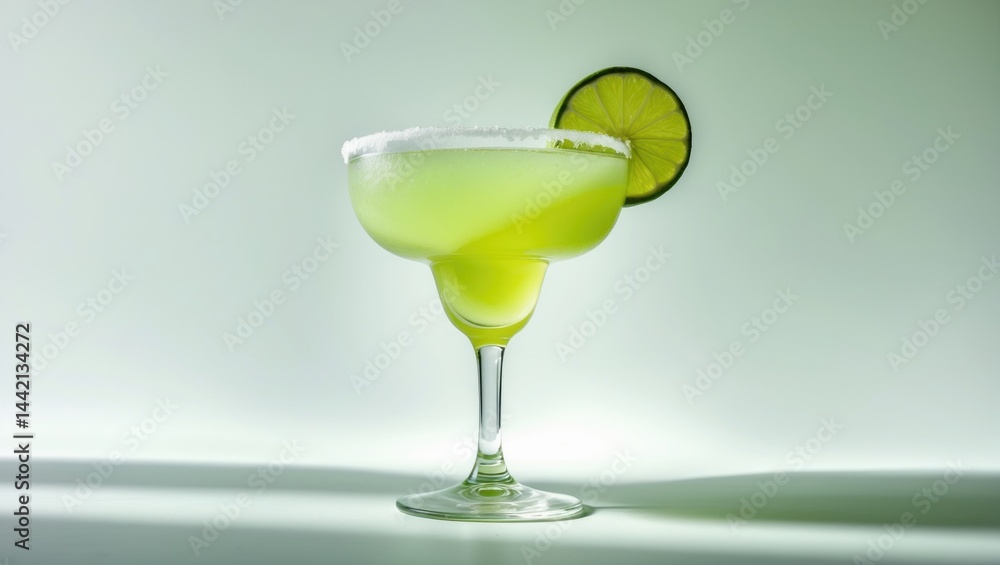 Isolated Margarita drink featuring a slice of lime, placed on white Isolated Margarita drink featuring a slice of lime, placed on white