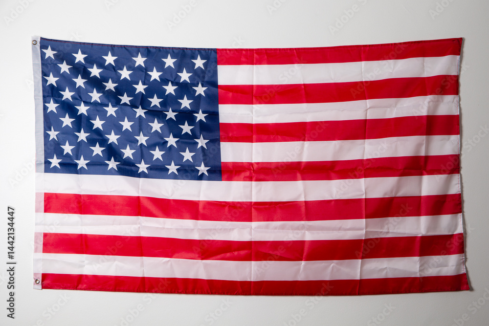 Fototapeta premium USA flag on wall