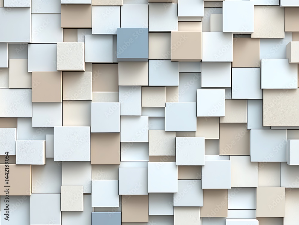 Abstract Composition of 3D Geometric Shapes in Soft Neutral Colors Abstract Composition of 3D Geometric Shapes in Soft Neutral Colors