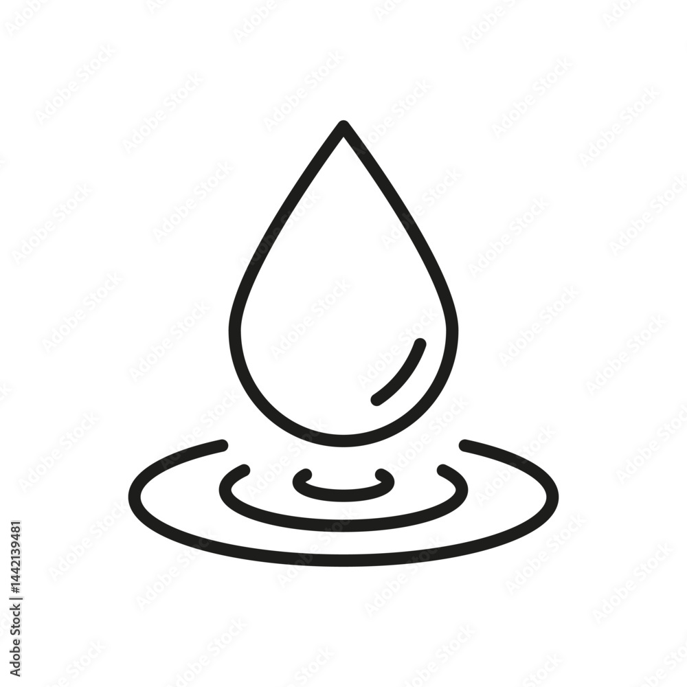 Water Drop With Ripples Line Icon. Hydration, Purity, And Fluidity Outline Symbol. Water Conservation And Environmental Awareness. Editable Stroke. Isolated Vector Illustration Water Drop With Ripples Line Icon. Hydration, Purity, And Fluidity Outline Symbol. Water Conservation And Environmental Awareness. Editable Stroke. Isolated Vector Illustration