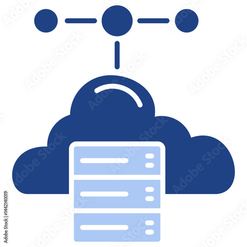 Edge Server Flat Blue Icon