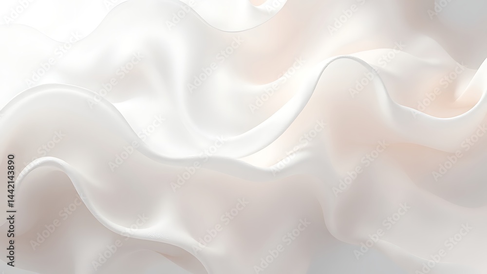Obraz premium 光を受けて波打つクリームホワイトの布地