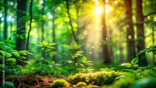 Green Bokeh Forest Nature Photography AI Art