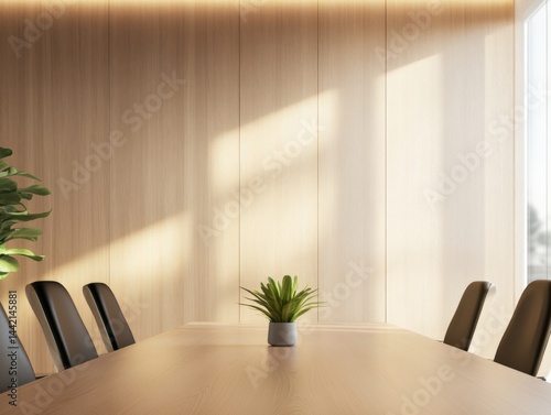 Conference room with wood table