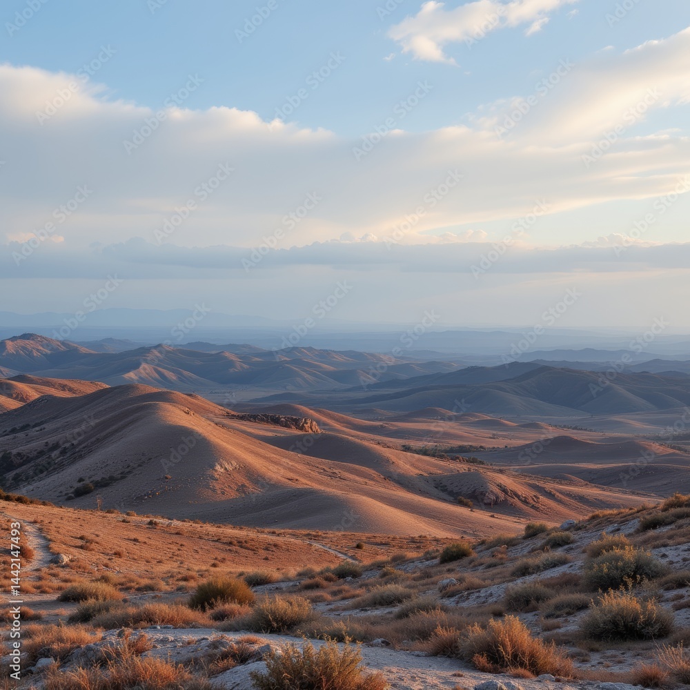 Naklejka premium Rolling Hills Landscape at Sunset
