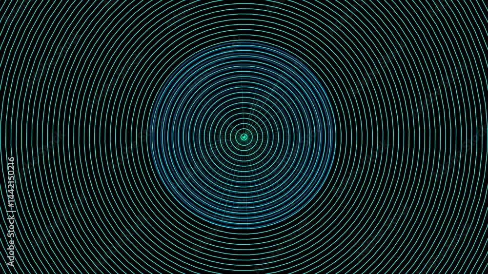 Abstract Concentric Circles animation with Teal Lines on Black Background Abstract Concentric Circles animation with Teal Lines on Black Background