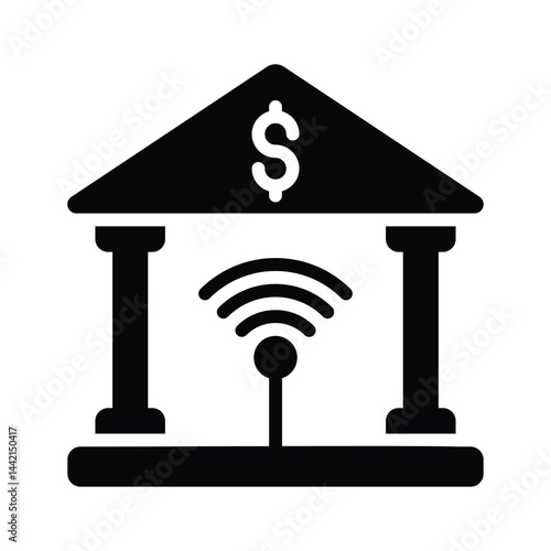 Smart banking icon creatively designed in glyph style
