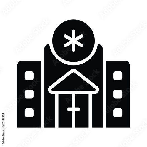 Get a sight of this captivating glyph icon showing hospital building