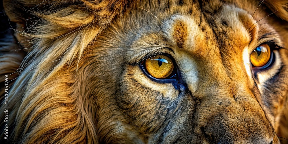 Lion Macro Photography PNG, Isolated Animal, Wildlife