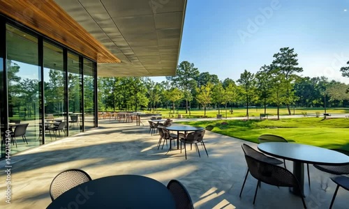 Modern Outdoor Patio with Golf Course View