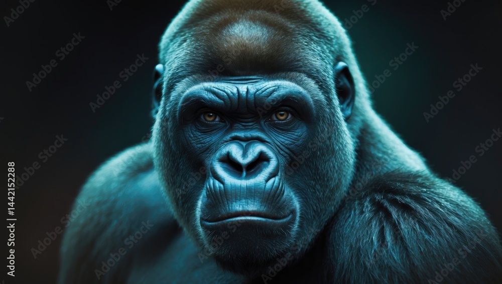 Gorilla with a scenic background Gorilla with a scenic background
